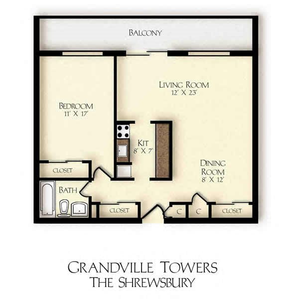 Floor Plans of Grandville Towers in Red Bank, NJ